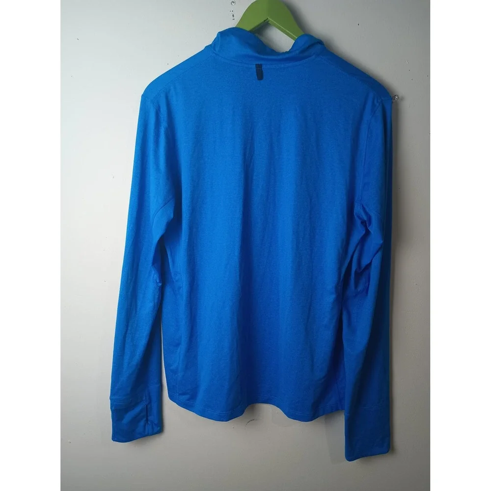 Brooks‎ Womens XL Blue Run Happy Quarter Zip Long Sleeve Running Top Thumbholes